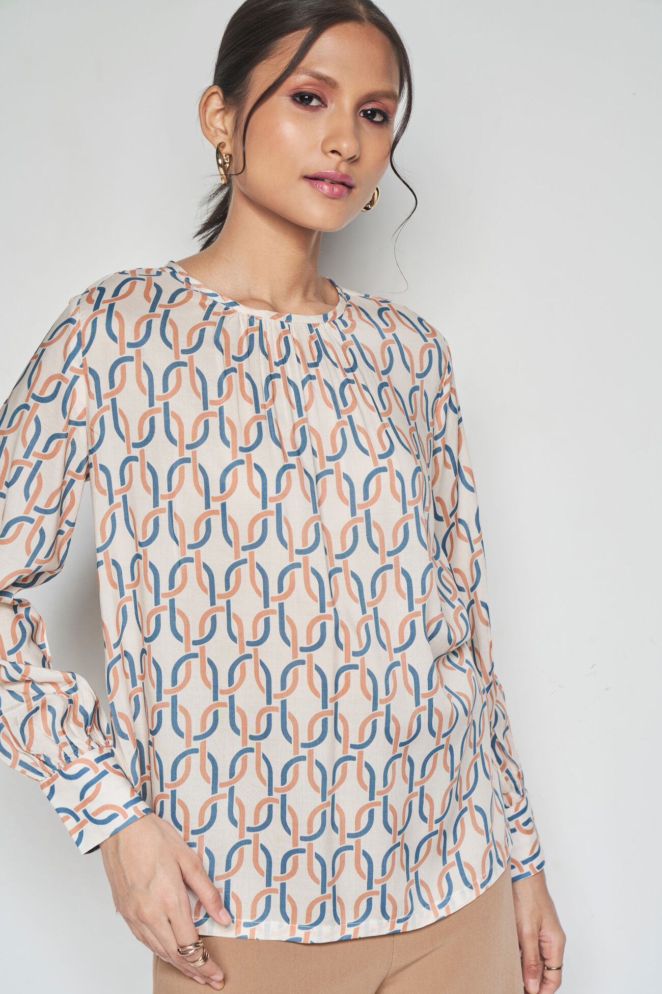 Print Picnic Top, Cream, image 3